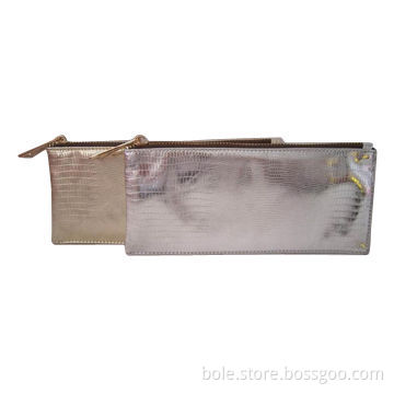 Snake PU Cosmetic Bag with Sliver Metal Zipper Puller, Can be Customized by Client's Logo